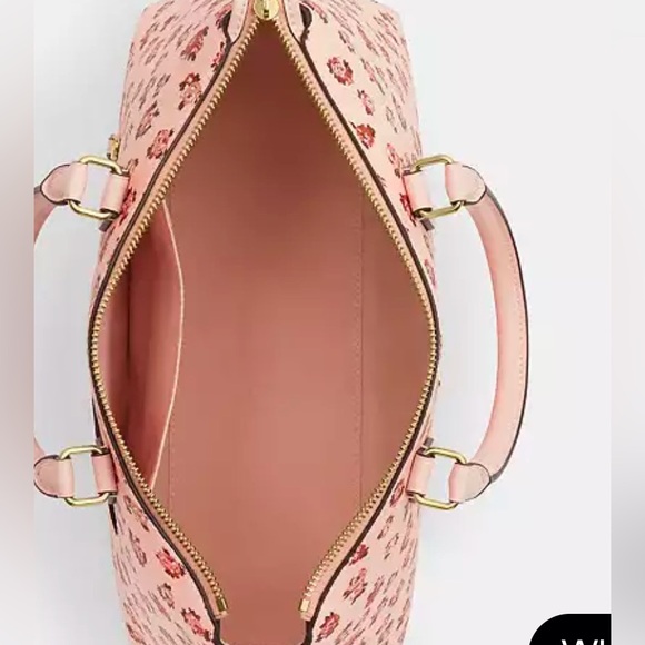 Coach Georgia Satchel Bag With Rose Print GOLD/BLUSH MULTI - Picture 14 of 15
